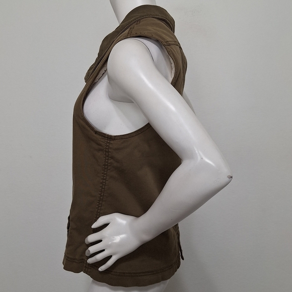 Marrakech Anthropologie Army Green Canyon Sherpa Asymmetrical Moto Vest Size L - Picture 11 of 14